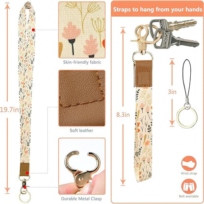 Bolimoss Floral Lanyard for ID Badge Wallet with Zipper Pocket, Cute Women Badge Holder with Detachable Neck Wrist Lanyard, ID Name Tag Work Badge Clip