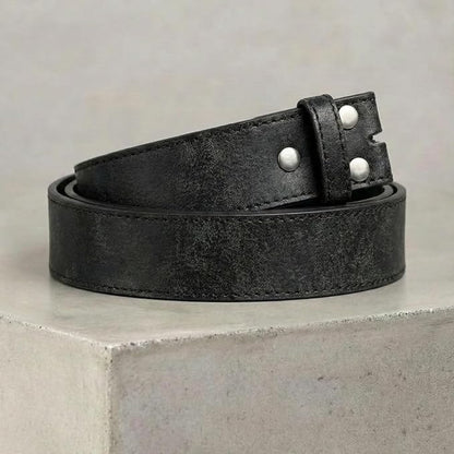 BC Belts Leather Belt Strap with Vintage Distressed Texture 1.5" Wide with Snaps and without Buckle