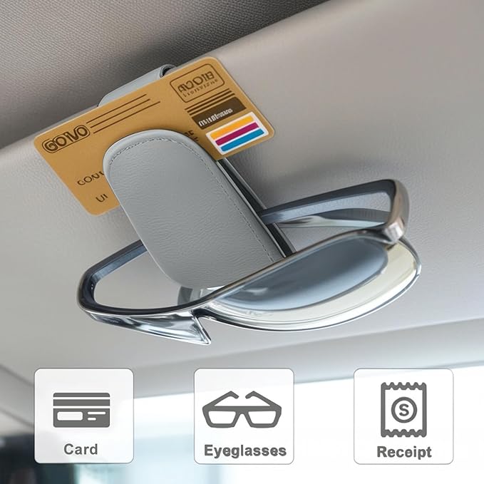 Car Sunglass Holder for Visor, Magnetic Car Eyeglass Holder Clip, Universal Vehicle Sunglasses Eyeglasses Mount, 1 Pack Gray