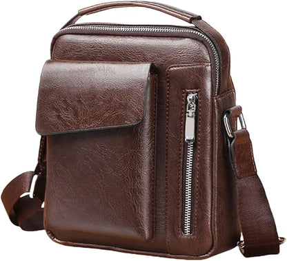 Men's Leather Crossbody Bag, Casual leather Bag for Men, Crossbody Bag Office Business,Handbag Purse Zipper