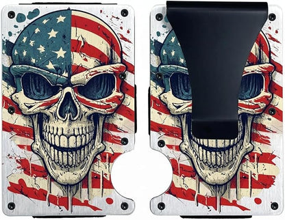 Flag Wallet for Men Minimalist Personalized Engraved Metal Wallet Slim Wallet Gifts for Soldiers Veteran Patriots (Flag 3)
