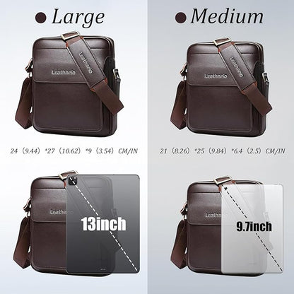 Leathario Crossbody Bag For Men Vegan Leather Shoulder Messenger Purse Sling Satchel Bag For Work Business Travel | Vegan Leather, Purse, For Work, Business, Travel