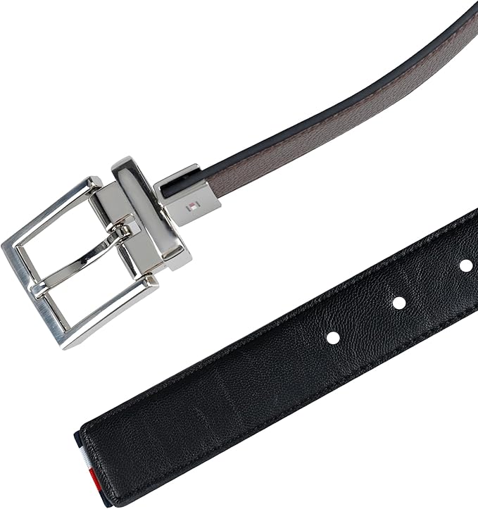 Tommy Hilfiger Men's Reversible Leather Belt, 2‑in‑1 Design for Dress Or Casual Wear