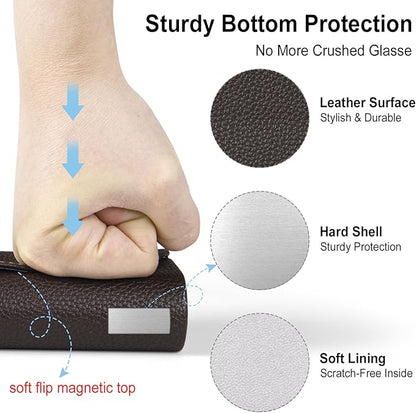 RayLove Ultimate Glasses Case Kit, Hard Shell Sunglasses and Eyeglass Case with Cleaning Cloth, Screwdriver, Ear Hooks