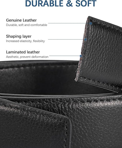 BOSTANTEN Mens Belt Leather Ratchet Belt For Men Dress and Casual with Adjustable Buckle, Trim to Fit