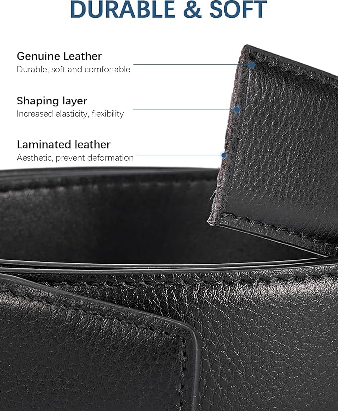 BOSTANTEN Mens Belt Leather Ratchet Belt For Men Dress and Casual with Adjustable Buckle, Trim to Fit