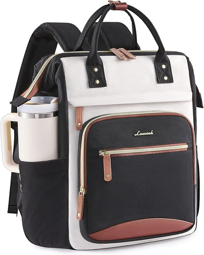 LOVEVOOK Laptop Backpack for Women Work Bag with Large Capacity Cup Side Pocket, 15.6 Inch Waterproof Computer Backpacks Purse, College Bookbag for School, Business, Teacher, Travel