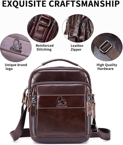 Premium Leather Men's Crossbody -Organized Storage & Durable,Stylish for Daily Carry