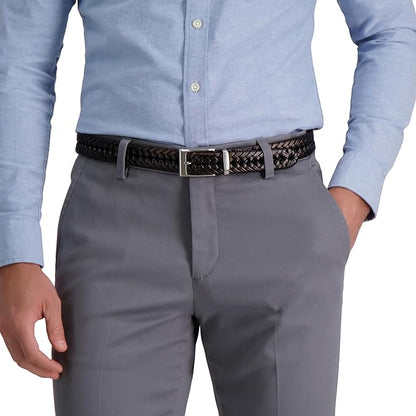 DOCKERS Men's Braided Leather Belt, Fully Adjustable Casual Strap for Everyday Wear