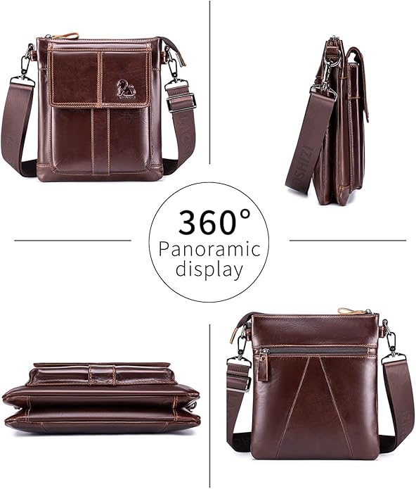 Men's Genuine Leather Crossbody Bag - Spacious & Functional & Durable Daily Use