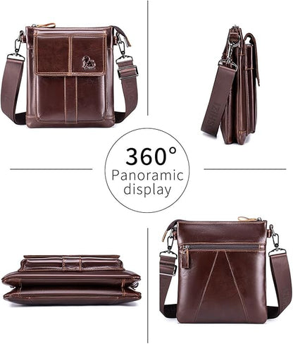 Men's Genuine Leather Crossbody Bag - Spacious & Functional & Durable Daily Use