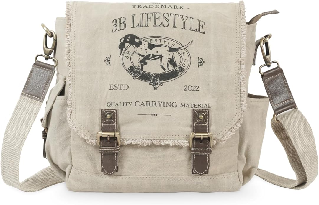 Roven - Vintage Canvas Leather Messenger Bag for Men & Women
