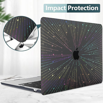 KEROM Clear Black Case for MacBook Pro 13 inch 2022-2016 M2 M1 A2338 A2289 A2251 A2159 A1989 A1706, MacBook Pro 13 inch Clear Case with Design, Plastic Hard Shell Case & Keyboard Cover, Line
