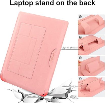 HoYiXi 15 16 Inch Laptop Sleeve Case Leather Bag for MacBook Pro 16 2021 & 2019/ASUS Vivobook 15/Huawei MateBook D15/HP 15.6" PC/MacBook Pro 15/Surface Laptop 3/Dell Inspiron 15/IdeaPad, Pink