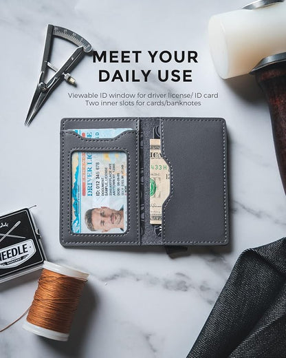 VULKIT Slim Pop up Wallet for Women Minimalist Credit Card Holder with Leather Slots Men's Bifold RFID Blocking Metal Wallets