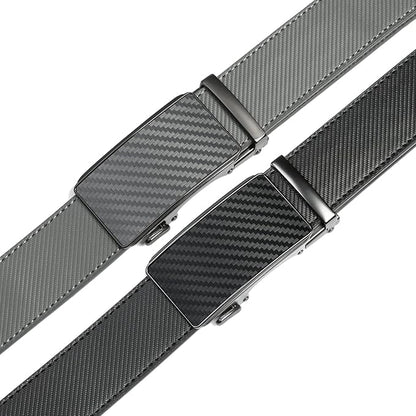 2 Pack Ratchet Belt 1 3/8", Mens leather Dress Belt in Gift Set Size 28"-62" Adjustable waist Trim to Fit