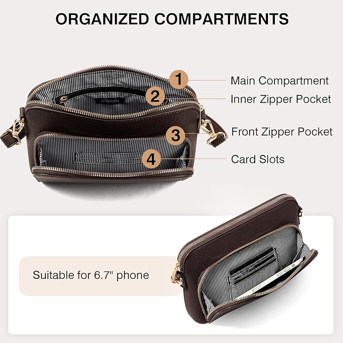 Marvolia Crossbody Bag for Women - PU Leather Shoulder Bag Trendy Small Crossbody Purse Bag for Travel Work Party
