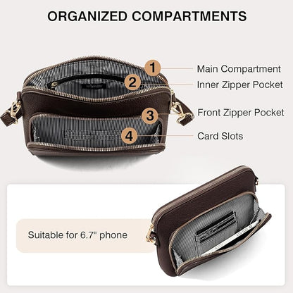 Marvolia Crossbody Bag for Women - PU Leather Shoulder Bag Trendy Small Crossbody Purse Bag for Travel Work Party