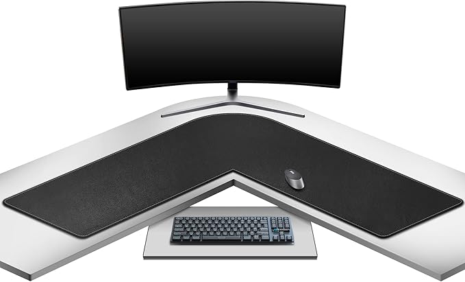 Mydours XXL 46"x46"x16" L Shaped Desk Mat, Extra Large L Shaped Desk Pad with Smooth PU Leather Surface & Suede Base, L Shaped Mouse Pad for Home Office Desks, Office Desk Workstation (Black)