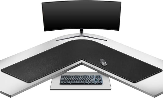 Mydours XXL 46"x46"x16" L Shaped Desk Mat, Extra Large L Shaped Desk Pad with Smooth PU Leather Surface & Suede Base, L Shaped Mouse Pad for Home Office Desks, Office Desk Workstation (Black)