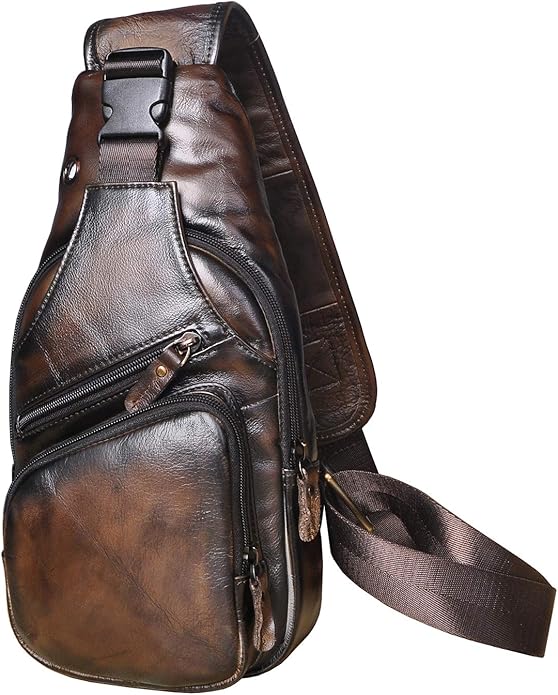 Le'aokuu Men Fashion Casual Tea Designer Travel Hiking Crossbody Chest Sling Bag Rig One Shoulder Strap Bag Men Leather 8015 | Fashion, Casual, Tea, Designer, Travel, Hiking