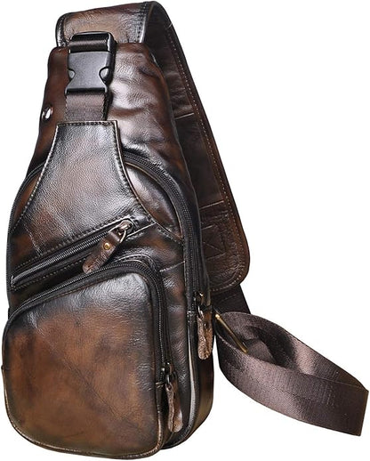 Le'aokuu Men Fashion Casual Tea Designer Travel Hiking Crossbody Chest Sling Bag Rig One Shoulder Strap Bag Men Leather 8015 | Fashion, Casual, Tea, Designer, Travel, Hiking