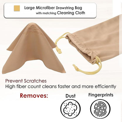 MyEyeglassCase® Large Hard Sunglasses Case | fits Large curved Sunglasses, with microfiber bag and cleaning cloth