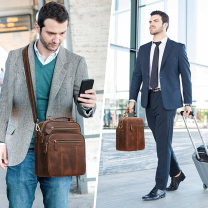 Jack&Chris Leather Messenger Bag for Men, Man Purse Crossbody Bags for Work Business