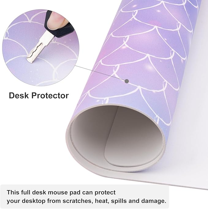 QiyI Large Desk Pad, Colorful Mouse Pad Desktop Decor, Waterproof PU Leather Desk Cover Protector, Desk Accessories for Office Home Work Writing Gaming 31.5" x 15.7" - Gradient Fish Scales