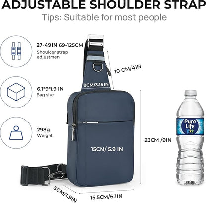 BROADREAM Mini Sling Bag for Men Women Small Crossbody Backpack Shoulder Bags with RFID & Waterproof for Hiking Trave Running
