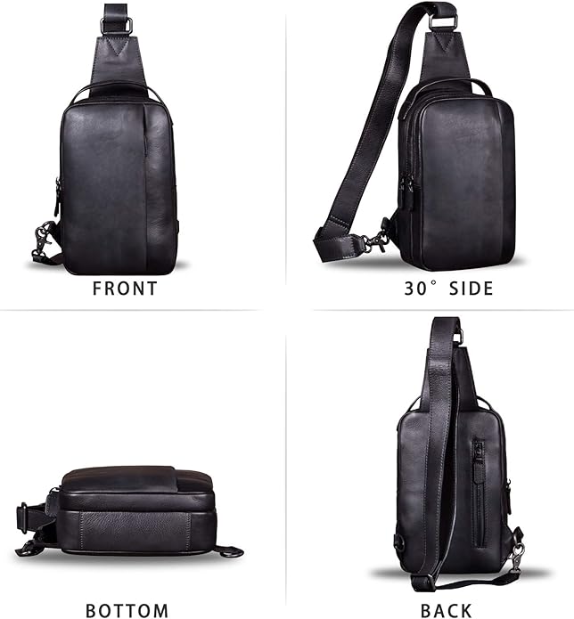 Genuine Leather Sling Bag for Men and Women Vintage Real Leather Sling Backpack Shoulder Crossbody Bags Chest Purse