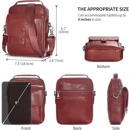 Augus Leather Small Messenger Bag For Men Crossbody Handbag Shoulder Sling Travel Bags for Men Purse Daypack Magnetic Buckle