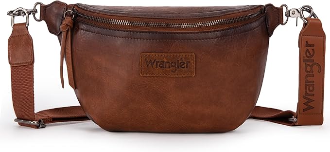 Wrangler Large Fanny Packs for Women Waist Bag Travel Belt Bags Crossbody Sling Purse WG82-A194BR