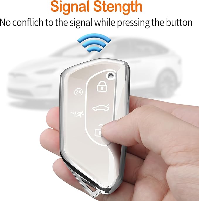 Sindeda for Volkswagen Key Fob Cover with Keychain Soft Full Protection Key Shell Key Case Compatible with VW MK8 Golf/GTI Skoda Octavia (White)