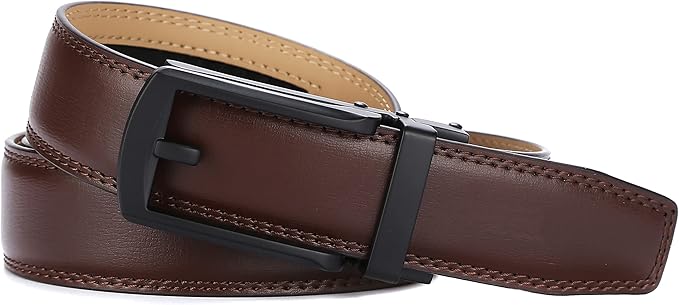 Tonywell Mens Leather Ratchet Belts with Click Buckle Perfect Fit Dress Belt 30mm Wide