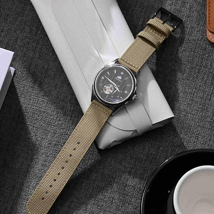 BISONSTRAP Men’s Nylon Watch Bands, Two-Piece Military Watch Straps, Quick Release, Brushed Buckle, Band Width 18mm 19mm 20mm 22mm