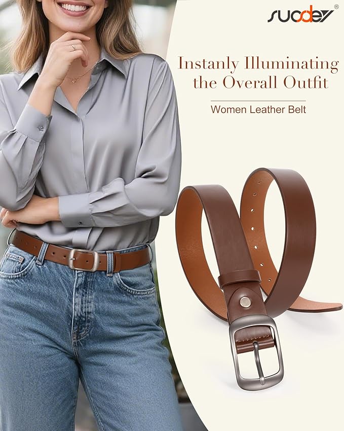 SUOSDEY Women Belts For Jeans Dresses Pants Ladies Leather Waist Belt with Elegant Buckle, Width 1.3"