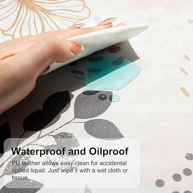 QiyI Large Mouse Pad for Desk, Cute Desk Mat for Desktop, Women Girls Office Décor Desk Accessories, PU Leather Waterproof Gaming Mousepad, Boho Botanical Desk Pad Computer Mat, 31.5" x 11.8"