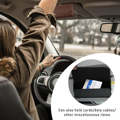 Augeny Sunglasses Holder for Car Sun Visor, Leather Auto Eyeglasses Storage Case with Hidden Magnetic Closure, Protective Glasses Organizer Box, Vehicle Visor Accessories for Woman Man (Brown)