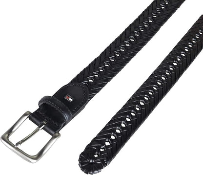 Tommy Hilfiger Men's Fully Adjustable Leather Braided Belt, Classic Strap for Jeans, Khakis & Dress Pants