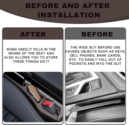 2PCS Car Seat Gap Filler Organizer, Multifunctional Car Gap Filler Organizer Storages Function for Storing Phones Keys Cards, Universal No Drop Seat Guard for Cars ﻿ (Brown)