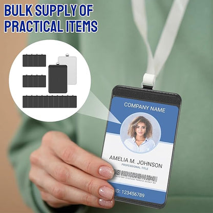 20 Pack Sublimation ID Badge Holder, Blank PU Leather ID Badge Bulk, Heat Transfer Print Vertical Leather ID Card Holder Name Tags for Office Employee, Coach, Student, Doctor (20 Pack-Badge Holder)