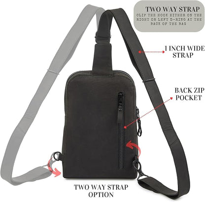 Leather Sling Bag for Women Genuine Crossbody Purse Small Trendy Cross Over Chest Phone and Credit Card Slots (Black Crazy Horse)