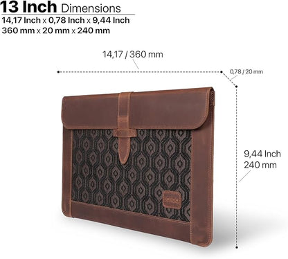 LONDO Leather Sleeve Compatible with MacBook Pro 14 & Air 13-13.3 Inch (M5, M4, M3, M2, M1, Pro, Max) & iPad Pro 12.9, Premium Top Grain Leather Laptop Bag, Cinnamon 2020 to 2026 Models