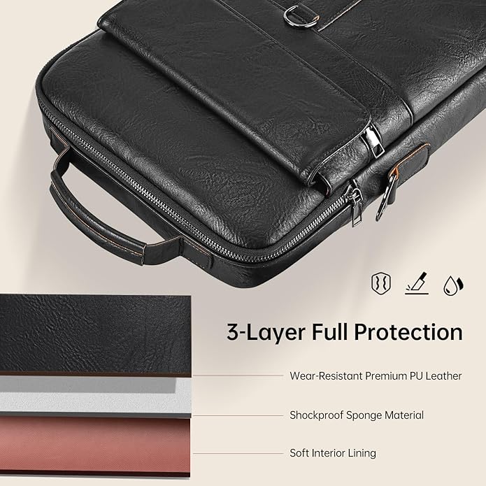 13 Inch Laptop Shoulder Bag Leather Carrying Case for Macbook Air 13" M5 M4 M3 M2 A3420 A3113 A2681/ MacBook Neo 13 A18 Pro