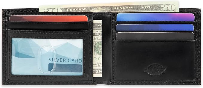 Dickies Men's RFID Everyday Leather Bifold Chain Wallet Black