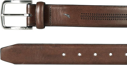 Nautica Men's Dress Leather Belt for Suits and Pants | Classic | Business | Fashion | Adjustable | Metal Buckle