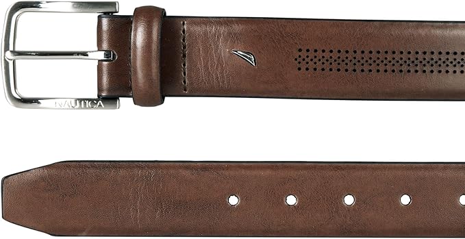 Nautica Men's Dress Leather Belt for Suits and Pants | Classic | Business | Fashion | Adjustable | Metal Buckle