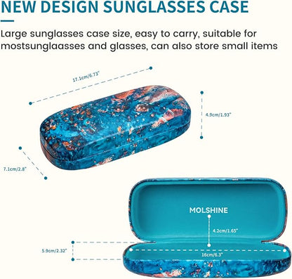 molshine Hard Shell Sunglasses Case, Classic Large Glasses Case for Women Men, Sunglass Eyeglasses