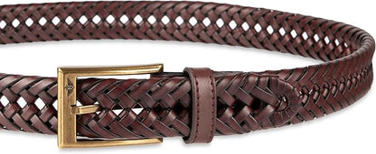 DOCKERS Men's Braided Leather Belt, Fully Adjustable Casual Strap for Everyday Wear